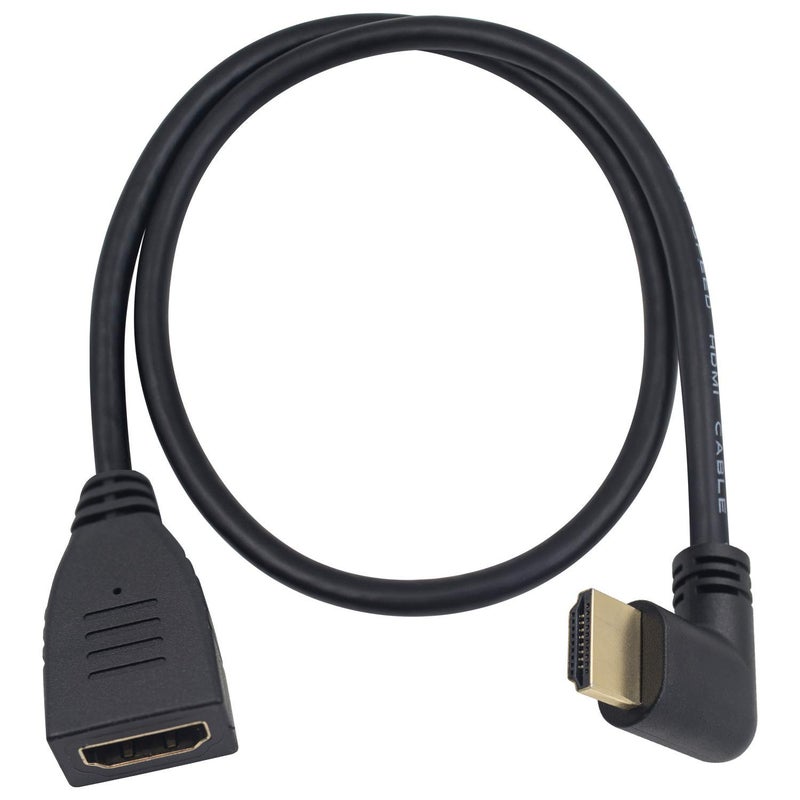 Poyiccot HDMI 2.0 Extension Cable 90 Degree, 2 Feet / 60cm HDMI Extender High Speed Left Angle HDMI Male to Female Extension Cable 60Hz, 4K 2K (F/M Left) - Image 1